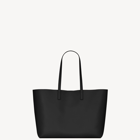SAINT LAURENT Large LEATHER shopping tote 
BLACK - Picture 2 of 5